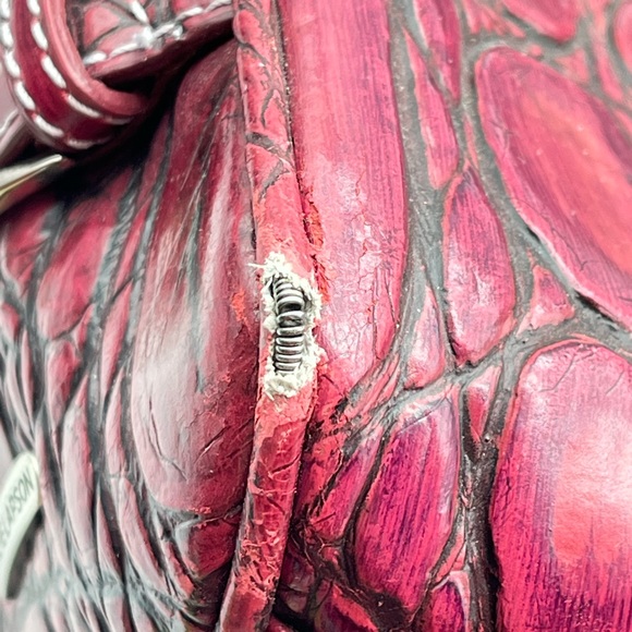 Large Charlie Lapson Leather Shoulder Bag Purse Burgundy size 16”x11” Laptop - Picture 7 of 16